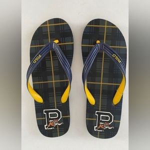 NWT Polo Ralph Lauren Tartan Plaid Varsity Tiger flip flop sandal shoes …